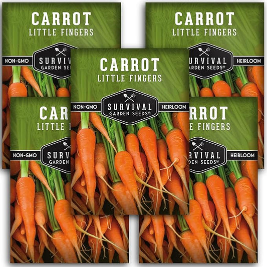 Survival Garden Seeds - Little Fingers Carrot Seed for Planting - Packet with Instructions to Plant and Grow Delicious Baby Carrots in Your Home Vegetable Garden - Non-GMO Heirloom Variety - 5 Pack