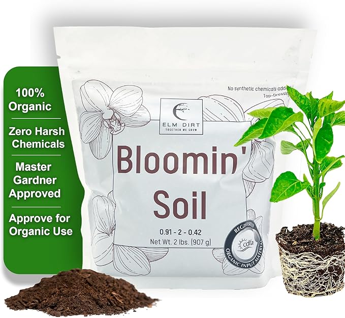 Elm Dirt Premium Bloom Soil for all Plants - 100% Organic Plant Soil for Outdoor Plants & Indoor Plant Soil | Soil Enhancer for Plant Growth & Healthy Nutrients - Big Bloom Plant Soil Activator, 2 lbs