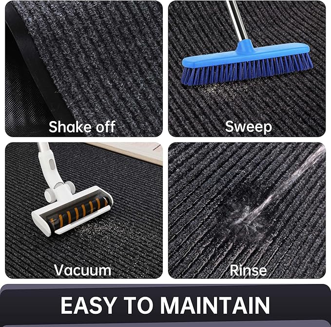 Front Door Mat, Heavy Duty Indoor Outdoor Entrance Door Mat, 72" x 24" Commercial Door Mats for Entryway, Durable Non-Slip Rubber Backing, Low-Profile Welcome Mats for Entry, Gray