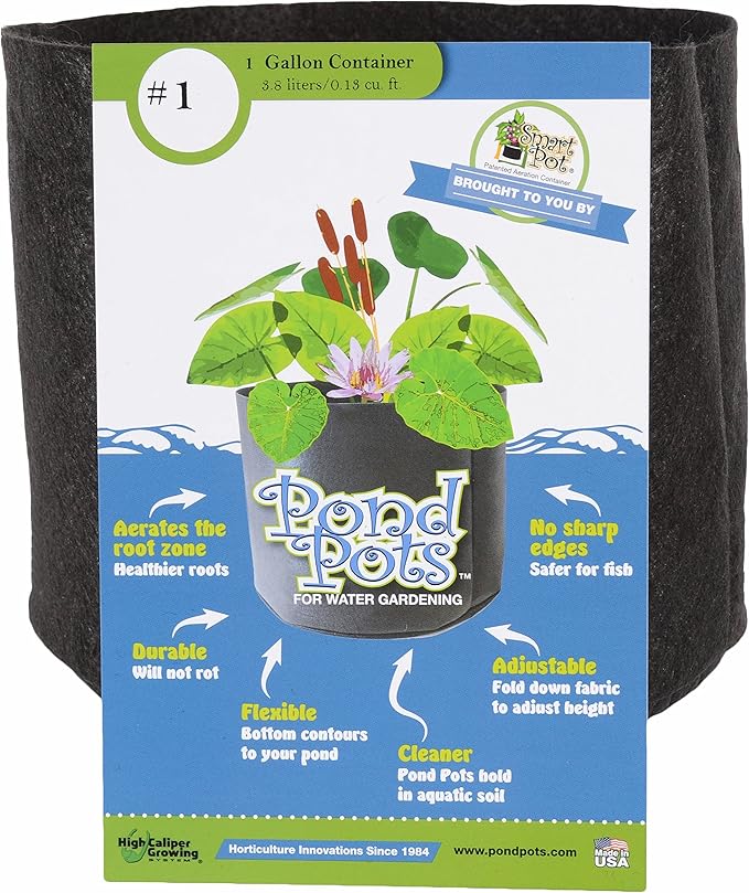 Smart Pot Pond Flexible Aquatic Plant Container for Water Gardening, 1 Gallon, Black