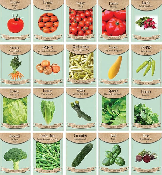 Set of 20 of Our Favorite Premium Variety Current Year Vegetable Seeds - Great for Gardening