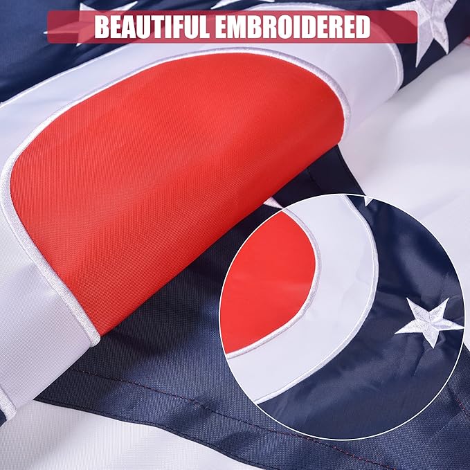 Ohio State Flag 4x6 Ft, Deluxe Embroidered Heavy Duty Polyester Durable OH Outside Flags, Indoor/Outdoor, Sewn Stripes and Brass Grommets