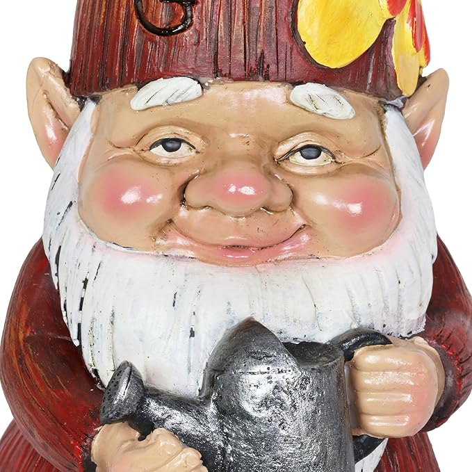 Exhart Garden Gnome, Red Hat Garden Statue Sculpture with Watering Can, Outdoor Lawn and Yard Decoration, 5 x 5 x 12.5 Inch