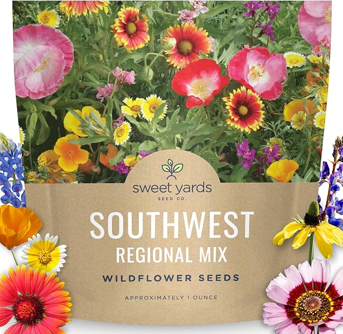 Southwest Regional Mix - Large 1 Ounce Packet - 15,000 Flower Seeds for Planting - Wildflower Mix