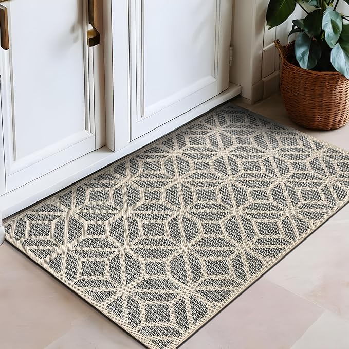 Rugshop Contemporary Geometric Indoor/Outdoor Area Rug 2' 3" X 4' Blue