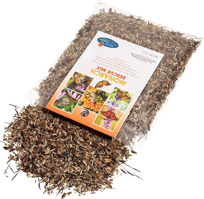 Monarch Butterfly Rescue Wildflower Seeds 4oz. Bulk Open-Pollinated Wildflower Seed Packet, No Fillers, Annual, Perennial Milkweed Seeds for Monarch Butterfly 4 oz