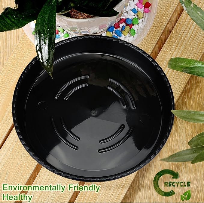 9 Packs Black Plant Saucers (6 inch /8 inch /10 inch) inch Plastic Plant Trays Thicker Sturdier Plant Pot Saucers Stronger Flower Pot Tray for Indoor Outdoor- Black