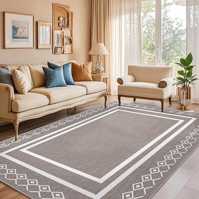 Outdoor Patio Rug, Outside Rectangular Carpet, Moroccan Geometric Rugs, Washable Large Indoor Outdoor Rug 8x10 Mats for RV, Picnic, Backyard, Deck, Balcony, Porch, Beach