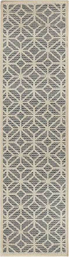 Rugshop Contemporary Geometric Indoor/Outdoor Runner Rug 2' 3" X 10' Blue