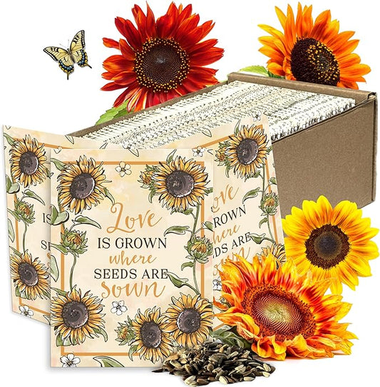 Seed Needs, Sunflower Seed Packet Party Favors Pre-Filled & Ready to Hand Out Great for Weddings, Bridal Showers, Memorials, Fundraisers & Other Events Heirloom & Untreated (100 Packets)