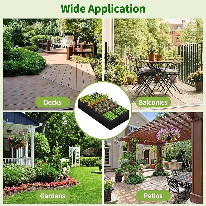 Fabric Raised Garden Bed, Large Garden Grow Bags Rectangle Breathable Planting Containers with 4 Grids Reusable Heavy Pot Garden Tools for Vegetables Flowers Plants (6ft x3ft x1ft, 128 Gallon Vol.)