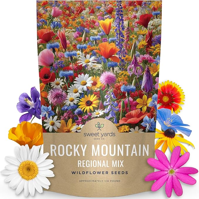 Rocky Mountain Regional Mix - Bulk 1/4 Pound Pouch - 100,000 Flower Seeds for Planting - Wildflower Mix