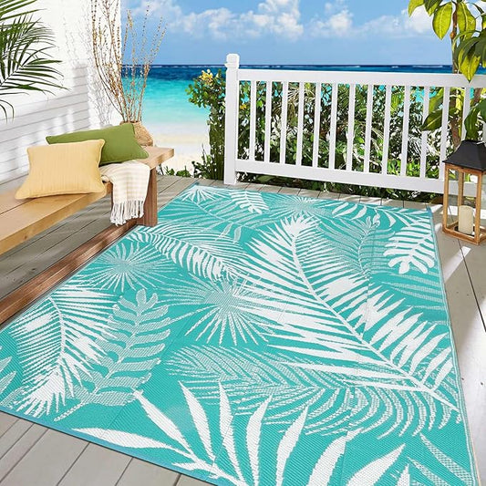 HiiARug Outdoor Rug 5x7 Reversible Plastic Straw Rug Waterproof Patio Rugs for Patios Clearance RV Mat for Outside Outdoor Carpet for RV Porch Deck Beach Camper Backyard