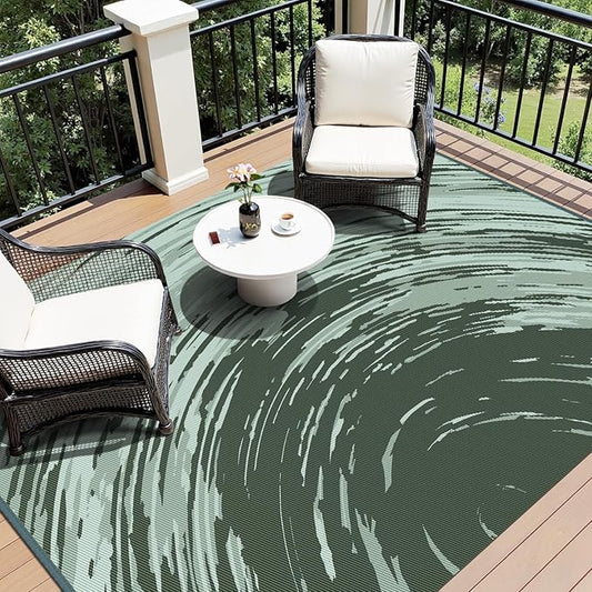 COCOER Modern Outdoor Rug 9x12 Reversible-Waterproof Outdoor Patio Rug-Quick Dry Outdoor Area Rugs Indoor Outdoor Rugs-Outside Rug Patio Decor for Porch Deck Balcony Backyard