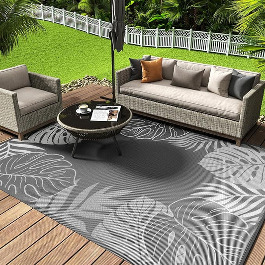 COCOER Tropical Outdoor Rug 8x10 Reversible-Waterproof Patio Rug-Quick Dry Outdoor Carpet-Outdoor Area Rugs Indoor Outdoor Rugs-Outside Rug Patio Decor for Porch Deck Balcony Backyard