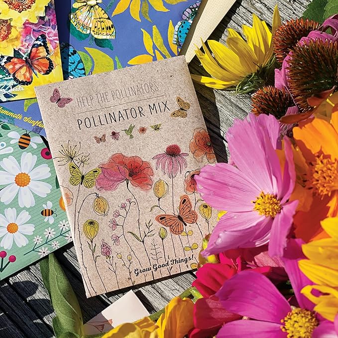 Bentley Pollinator Mix - Pre-Filled, Non-GMO, Non-Coated Butterfly Packets - 25 Annual Wildflower Seeds - Perfect Eco-Friendly Gift