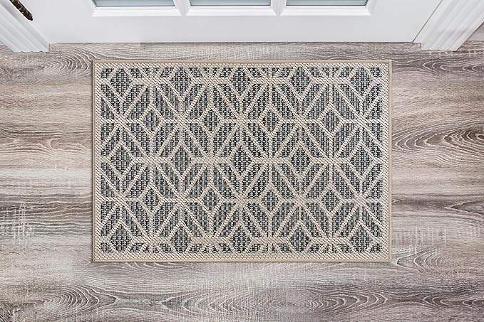 Rugshop Contemporary Geometric Indoor/Outdoor Area Rug 2' X 3' Blue