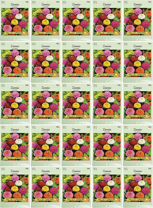 Black Duck Brand Set of Zinnia Lilliput Flower Seed Packets! Flower Seeds in Bulk - Great for Creating The Garden of Your Dreams! (25, Zinnia - Lilliput)