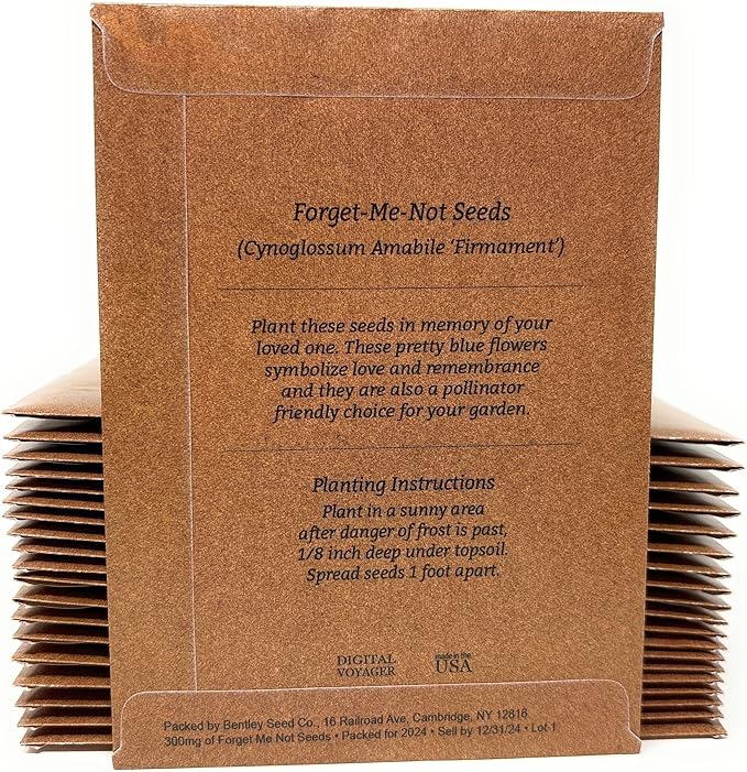 Forget Me Not Seeds - Tree of Life Funeral Favors - 3.25x4.5 inches - Prefilled Seed Packets - Ready to Give - Pack of 20