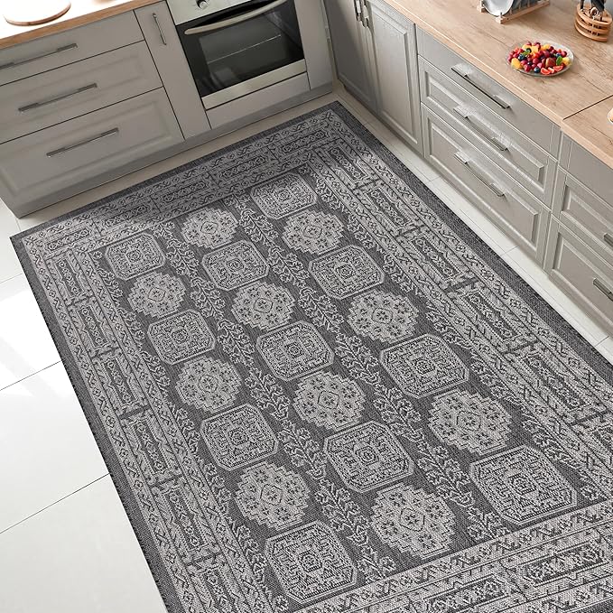 Keen Home Design Terrace Outdoor Area Rug - 6x9 Washable Indoor/Outdoor Rug for Patio, Kitchen, Balcony, Beach, Garden, Deck and Porch, Size: 6'x8'10"