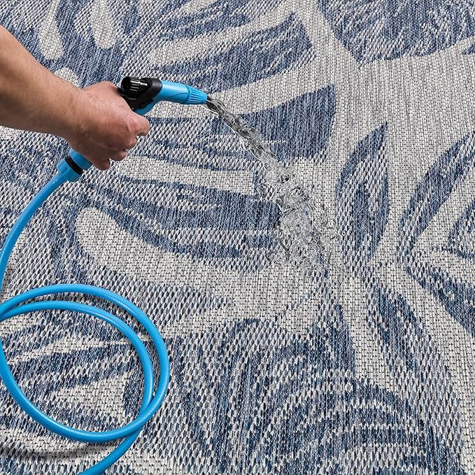 Keen Home Design Terrace Outdoor Round Rug - 8ft Round Washable Indoor/Outdoor Rug for Patio, Kitchen, Balcony, Beach, Garden, Deck and Porch, Size: 7'7" Round